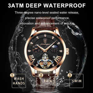 Poedagar 906 Wrist Watch Water Proof Luminous Watch Quartz Men Quality Luxury Leather Quartz Watch for Men - Product Image 6