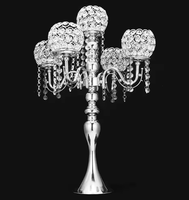 5 bras argent métal cristal bougeoir décoration de mariage Table pièce maîtresse mariage décor candélabre métal fleur support