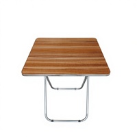 Table pliante carrée en bois à prix de gros pour pique-niques en extérieur, petite table pliante à cadre métallique