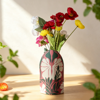 Vase en papier pliable imperméable imprimé, vase à fleurs de table bohème vintage, vase imprimé personnalisé pour la décoration de la maison