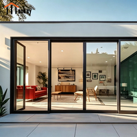 Porte coulissante en aluminium avec moustiquaire rétractable pour balcon d'été 	 Porte coulissante en verre à profil étroit en aluminium