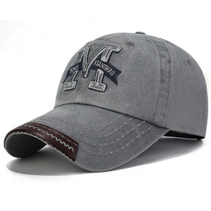 Cappellino da Baseball Vintage in Cotone Lavato da Uomo con Ricamo e Visiera in Pelle, Regolabile, Casual, per Esterni, Stile Papà - Product Image 5
