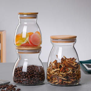 Venta al por mayor múltiples tamaños contenedor de vidrio transparente respetuoso <span class=keywords><strong>con</strong></span> el medio ambiente de alta borosilicato forma de bola de alimentos tarro de vidrio <span class=keywords><strong>con</strong></span> <span class=keywords><strong>tapa</strong></span> de corcho - Product Image 5