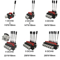 Vanne de commande directionnelle monobloc Hy-Waloil DCV40 à 4 bobines, actionnée par levier, retour par ressort, 315 bars, vis de purge, débit 40 L/min, G1/2