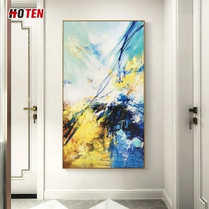 Dipinto a Olio Originale Giallo con Paesaggio, Realizzato a Mano su Tela, Grande Formato, <span class=keywords><strong>Pittura</strong></span> Spessa Personalizzata, Decorazione da Appendere - Product Image 4