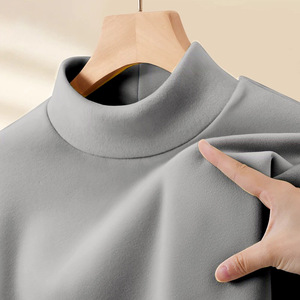 Maglia a Collo Alto in <span class=keywords><strong>Velluto</strong></span> Tedesco per <span class=keywords><strong>Uomo</strong></span>, T-shirt a Maniche Lunghe Morbida sulla Pelle, Novità Invernale Tinta Unita, Top Interno alla Moda - Product Image 5