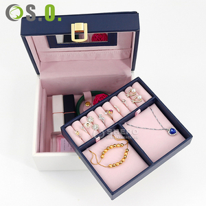 Organisateur de bijoux en similicuir de qualité supérieure avec miroir et serrure, logo personnalisé disponible, approvisionnement direct d'usine pour les boutiques de détail - Product Image 3