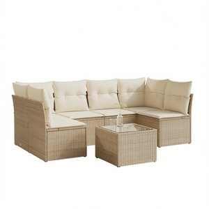 Ensemble de canapés de jardin en rotin 6 places, mobilier d'extérieur durable au design contemporain avec table en verre trempé - Product Image 1