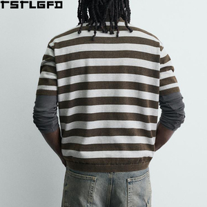 Cut And Sew Jacquard Stripe Knit <b>Polo</b> <b>Shirt</b> Men Olive <b>Grey</b> Contrast Collar Short Sleeve Men'S <b>Polo</b> <b>Shirts</b> Manufacturers Bulk - Product Image 4