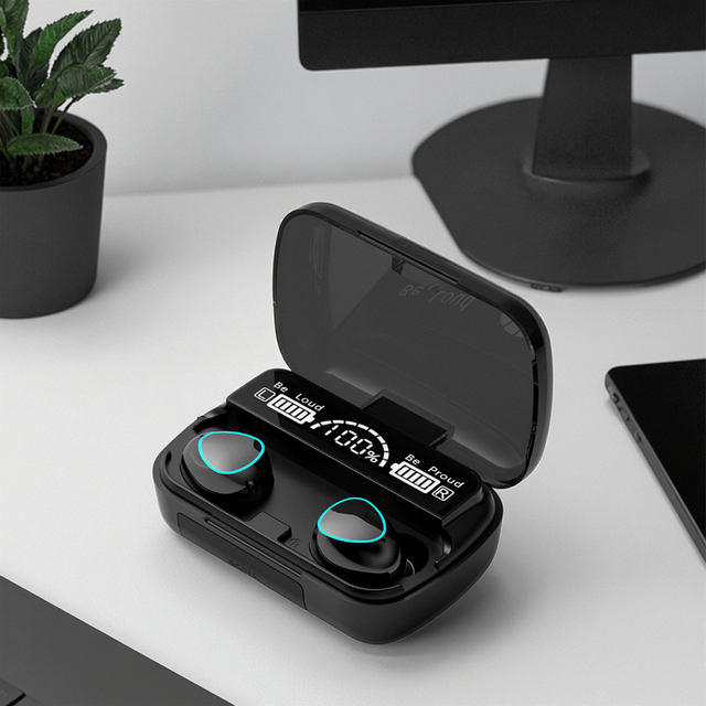M10 Ultra-Long Battery Life Wireless In-Ear Earphones Noise Cancelling LED Black Blue Large Screen Digital Display JL Chipset