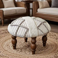 Pouf ou banc à chaussures en papier fait main importé de Chine, design néoclassique, touffeté, siège bas, repose-pieds