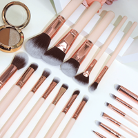 Ensemble de pinceaux de maquillage professionnels haut de gamme en fibres synthétiques rose pâle, 18 pièces, pour débutantes, ensemble complet pour le visage et les yeux