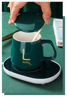 Ensemble de tasse à température constante en céramique électrique portable de 350 ml avec sous-verre chauffant, cadeau pour le bureau, la maison, les essentiels quotidiens pour les boissons