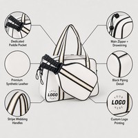 Sac de sport unisexe personnalisé pour pickleball, avec poche en filet, sac de tennis, sac fourre-tout antivol, sac à main de sport pour raquettes et entraînement