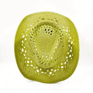 2025 New Arrival Hand Weave Hollow Out Color Paper Straw Cowboy <b>Hat</b> <b>for</b> Women Men Summer Fashion Dress - Product Image 3