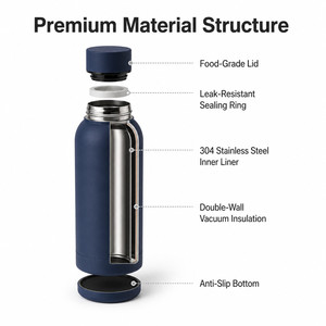 Custom Logo 500ml Stainless Steel Vacuum Insulated Water <b>Bottle</b> Double Wall Leakproof BPA Free Sports <b>Flask</b> for Business Gift - Product Image 3