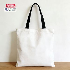 Eco Friendly Lightweight Reusable Grocery Shopping Natural Cotton Canvas <b>Tote</b> <b>Bag</b> with <b>Zipper</b> Closure and Long Handle for Women - Product Image 1