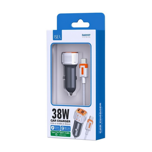 Cargador de coche de 38W con cable USB C a Tipo C, carga rápida para teléfonos y tabletas - Product Image 2
