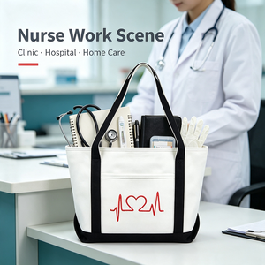 Borsa Medica Personalizzata per Infermiere in Stile Inglese, Resistente all'Acqua, in Tela di Cotone con Ricami, Borsa Utility Premium per Donne - Product Image 4