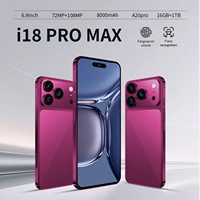 Kedatangan Baru I18 Pro Max Versi Global 16+1TB CDMA 4G 5G Android Deca Core Layar LED Besar Smartphone Bahasa Inggris