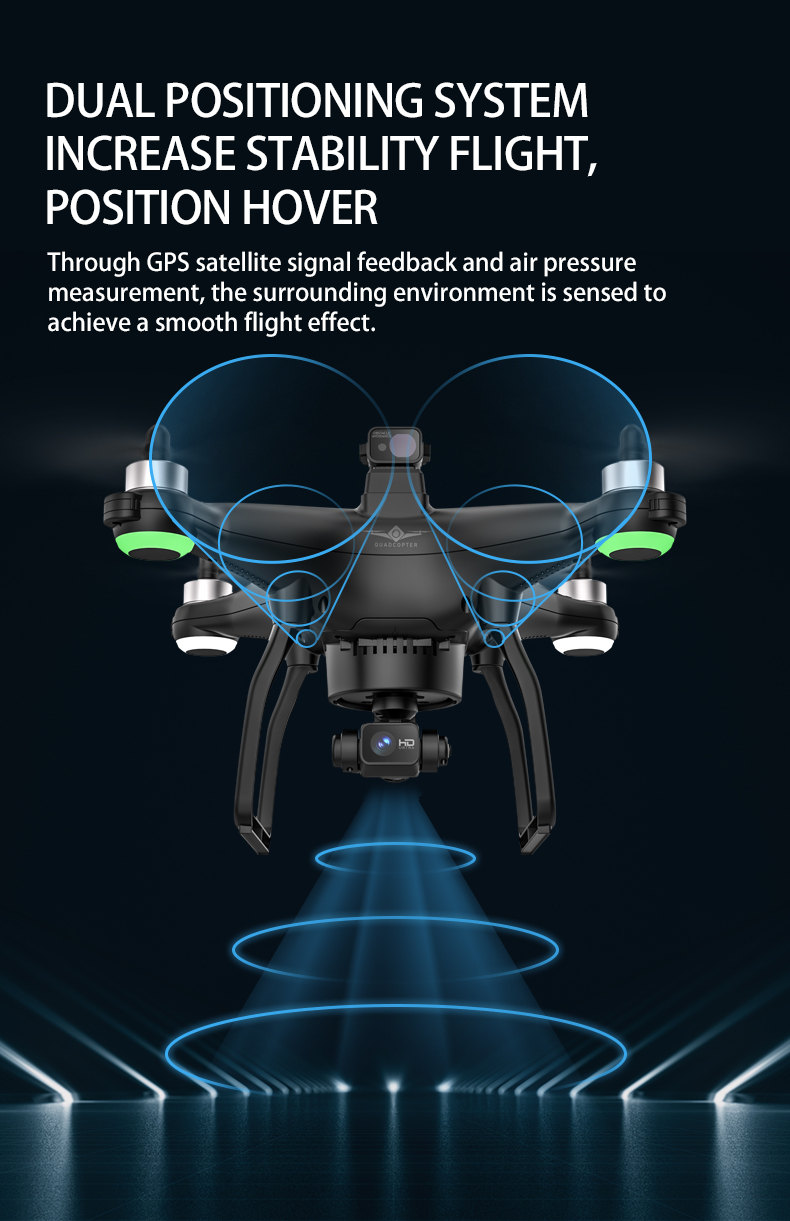 KFPLAN KF103 Drone, DUAL POSITIONING SYSTEM INCREASE STABILITY FLIGHT, 