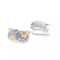 925 Sterling reines Silber Französisch Retro Frauen Mode Farbe kleine Gänseblümchen Blume Clip auf Ohrringe
