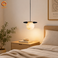Lampe suspendue simple à LED en albâtre espagnol, style marbre, pour chambre d'hôtel, petite lampe à suspension à tête unique