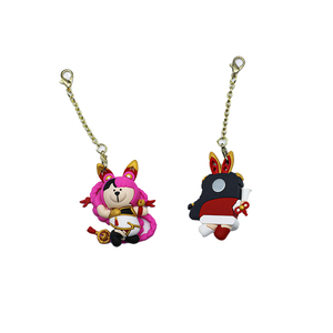 Custom Durable PVC Rubber Material 3D Cute <b>Anime</b> Animal Custom PVC Tags Silicon Tags with Metal Chain Hook - Product Image 2