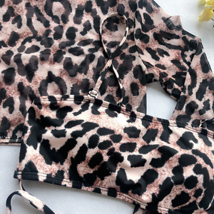 All'ingrosso In Stock <span class=keywords><strong>Super</strong></span> Sexy donna 3 pezzi leopardo Bikini Set costume da bagno a maniche lunghe - Product Image 6