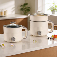 Grande Bouilloire Électrique Portable Mignonne Mini de 2 Litres 600w 220v avec Revêtement Antiadhésif et Cuiseur Vapeur en PP