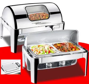 Estufa de Buffet de acero inoxidable, calefacción eléctrica directa de fábrica, con cubierta de vidrio, equipo de buffet, platos para rozaduras