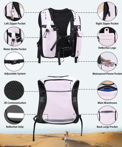 Leichter Atmungsaktiver 500ml Trinkrucksack mit Verstellbaren Brustgurten Reflektierender Rucksack für Laufmarathon Wettkampf Brusttasche - Product Image 3