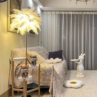 Lampe de table JACKSUN, décoration romantique, lampe de chevet pour salon, chambre à coucher, lampe de chevet LED en métal contemporaine avec plumes d'autruche