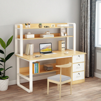 Bureau d'étude en métal pour étudiants avec tiroir, étagère à livres, surface en bois, taille personnalisée, grand bureau stable pour ordinateur à domicile