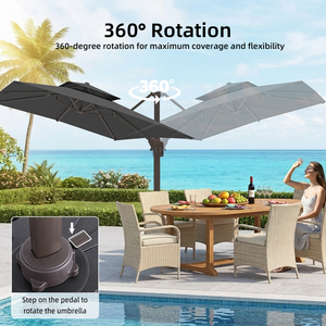 <span class=keywords><strong>Parasol</strong></span> carré 3x3m à double auvent avec lumière LED et base à réservoir d'eau - Stock USA - Product Image 5