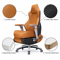 Chaise de bureau exécutive en cuir moderne avec dossier haut pivotant, accoudoirs 6D, ventilation, massage électrique rechargeable