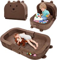Lit de bébé pliable portable 2-en-1 en forme de singe en mousse haute densité, lit de voyage pour tout-petit, berceau pour usage hospitalier et extérieur