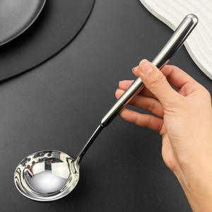 Cuillère multifonctionnelle à manche rond creux T018, en acier inoxydable 304, longue, pour soupe et service, écologique - Product Image 3