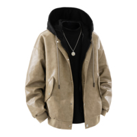 Veste en cuir PU rétro américaine pour homme - Légère, coupe ample, tendance, décontractée, pour le printemps et l'automne