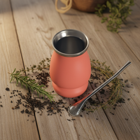 Venta al por mayor de fábrica: Mini taza de acero inoxidable de doble pared con aislamiento al vacío de 240 ml para yerba mate, con bombilla y pajita, ideal para fiestas.