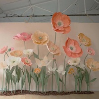 Hochwertiges Blumendesign Künstliche Rosa Orange Gelb Gemischte Farbgruppen Riesige Blumen für Hochzeit Vatertag Halloween Individuell Anpassbar