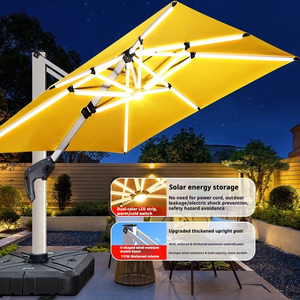 Parasol cantilever d'extérieur avec éclairage 3m x 4m, parasol carré LED, base <span class=keywords><strong>en</strong></span> <span class=keywords><strong>béton</strong></span>, capacité 210kg, mobilier d'extérieur moderne - Product Image 3