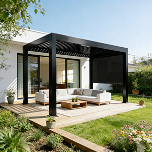 <span class=keywords><strong>Gazebo</strong></span> para Patio, Sala Exterior de <span class=keywords><strong>3x3</strong></span> 4x4m, Pérgola de Aluminio con Recubrimiento en Polvo, <span class=keywords><strong>Cortinas</strong></span> Resistentes al Viento, Pérgola para Exteriores - Product Image 2