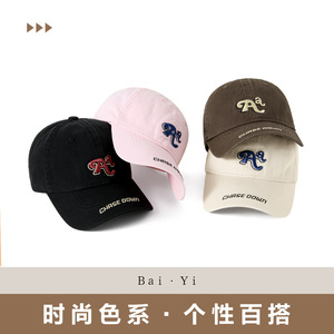 หมวกเบสบอลสีขาวพร้อมลายปัก RA สีน้ำเงิน หมวกกันแดดผ้าฝ้ายสำหรับทั้งชายและหญิง ใช้สำหรับเล่นกีฬากลางแจ้ง - Product Image 3