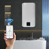 Calentador de Agua Eléctrico de Doble Tanque con Recubrimiento de Esmalte, de 30L a 100L, Plano, Vertical, Ultrafino, con Pantalla Táctil y Capacidad WiFi Opcional