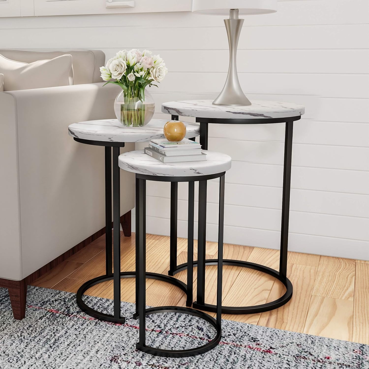Best Selling White Nest Tables Stylish Functional Living Room Set