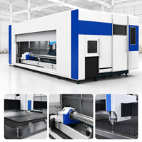 Découpeuse à fibre optique entièrement fermée haute puissance 6000W-12000W CNC 5 axes à refroidissement par eau pour tôles, avec source Leadshine et mandrin 240-350mm, anti-poussière