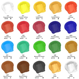 Arthero-Juego de pintura acrílica para artista, 20 colores, 4,05 oz/120ml