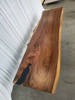 Table de salle à manger en bois massif de Raintree, sur mesure, avec bord naturel, pour comptoir ou plateau de table