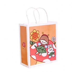 โปรโมชั่นขายส่ง ถุงกระดาษช้อปปิ้งสีขาว ดำ น้ำตาล เป็นมิตรกับสิ่งแวดล้อม ถุงกระดาษก้นเหลี่ยมสำหรับใส่อาหารกลับบ้าน - Product Image 1